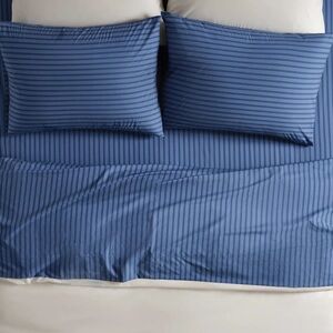Brooklinen Tandem Stripe in Pacific Percale Fitted Sheet - King